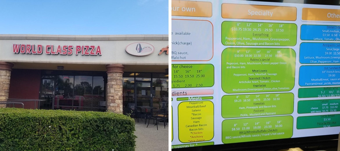 WORLD CLASS PIZZA Menu
